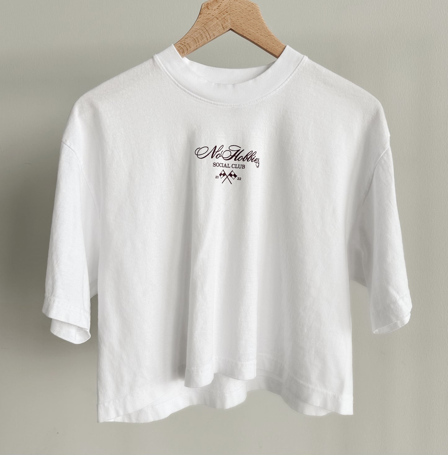 Social Club Collection - White/Maroon Crop Tee