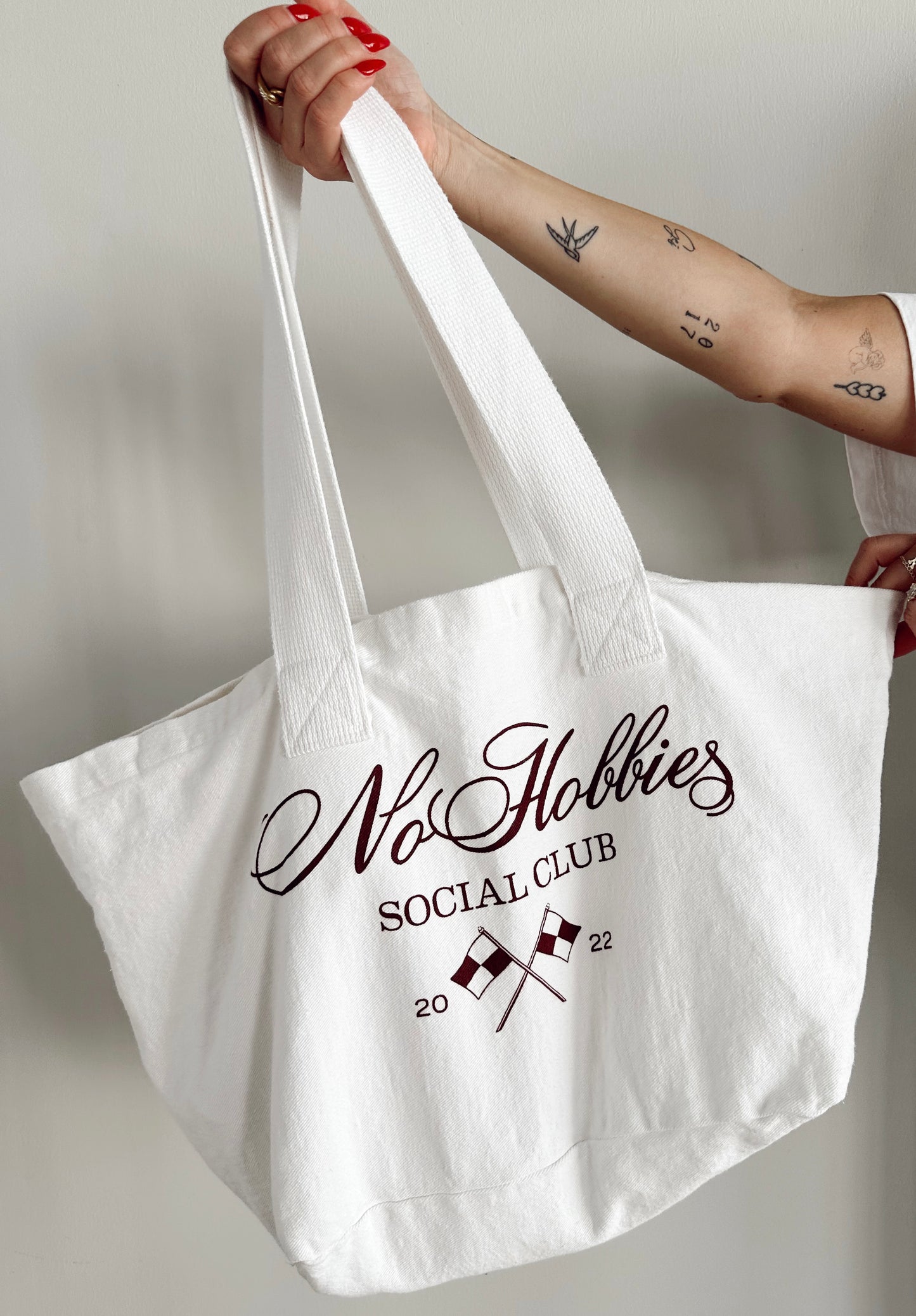 Social Club Collection - White/Maroon Tote